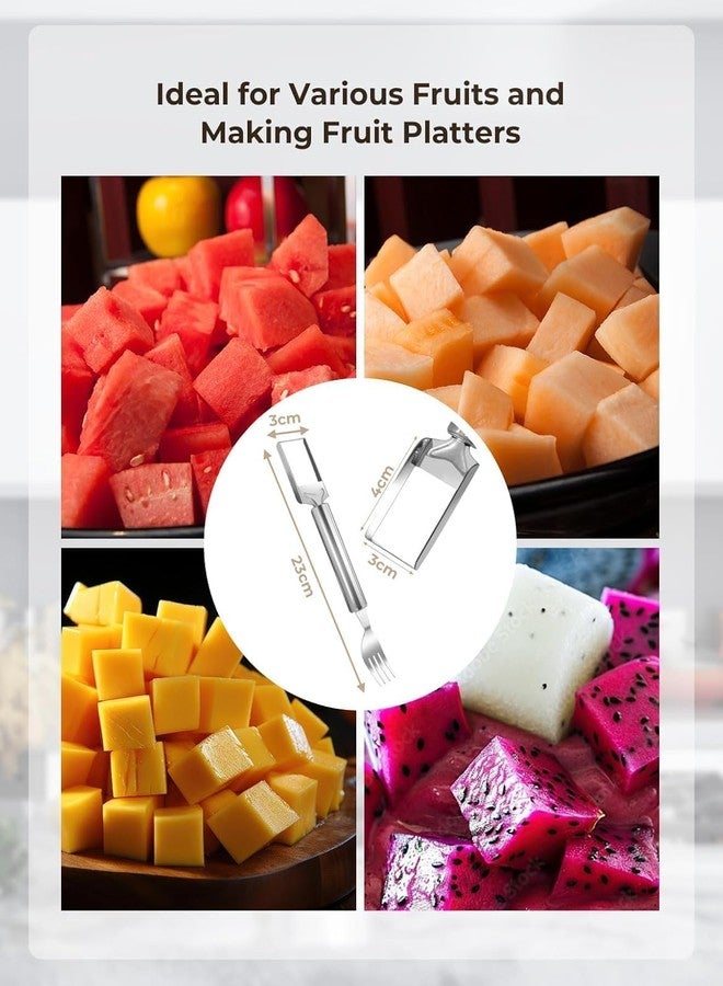 OLAFUR 2 Pack Watermelon Fork Cutter Slicer Tool, 2-in-1 Stainless Steel Fruit Cutter Melon Slicer Cutter Tool, Watermelon Cutting Tool for Home Party Camping Kitchen Gadget (Pack of 2) - Image 4
